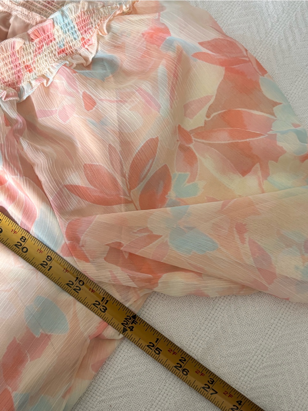 LC Lauren Conrad Peach Pink Floral Off-Shoulder Blouse - Picture 5 of 9